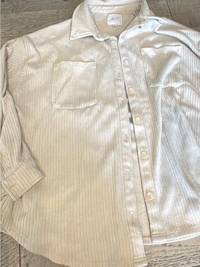 Le Lis Cream Ribbed shirt jacket